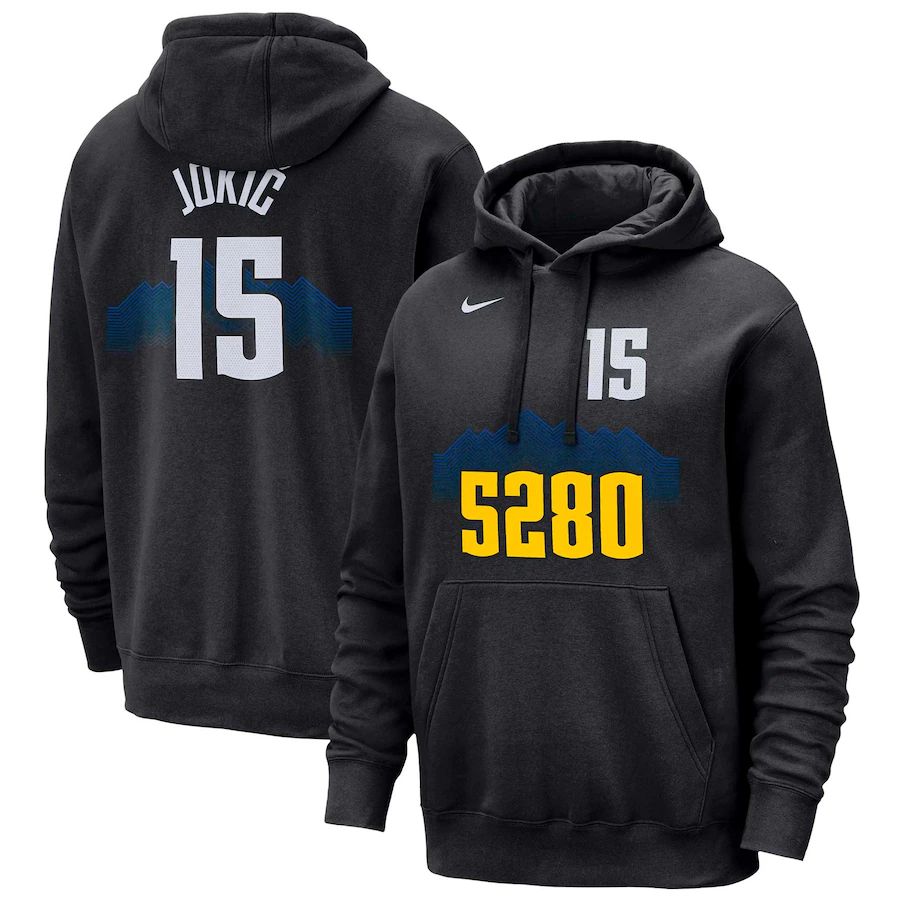 Men Denver Nuggets #15 Jokic Black Nike Season city version Sweatshirts 23-24 NBA Jersey->denver nuggets->NBA Jersey
